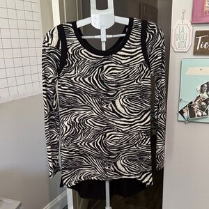 Elegant Zebra Pattern Long Sleeve Blouse